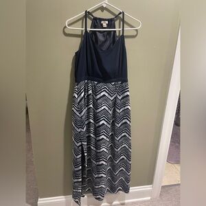 J. Crew Navy and Cream Maxi Dress